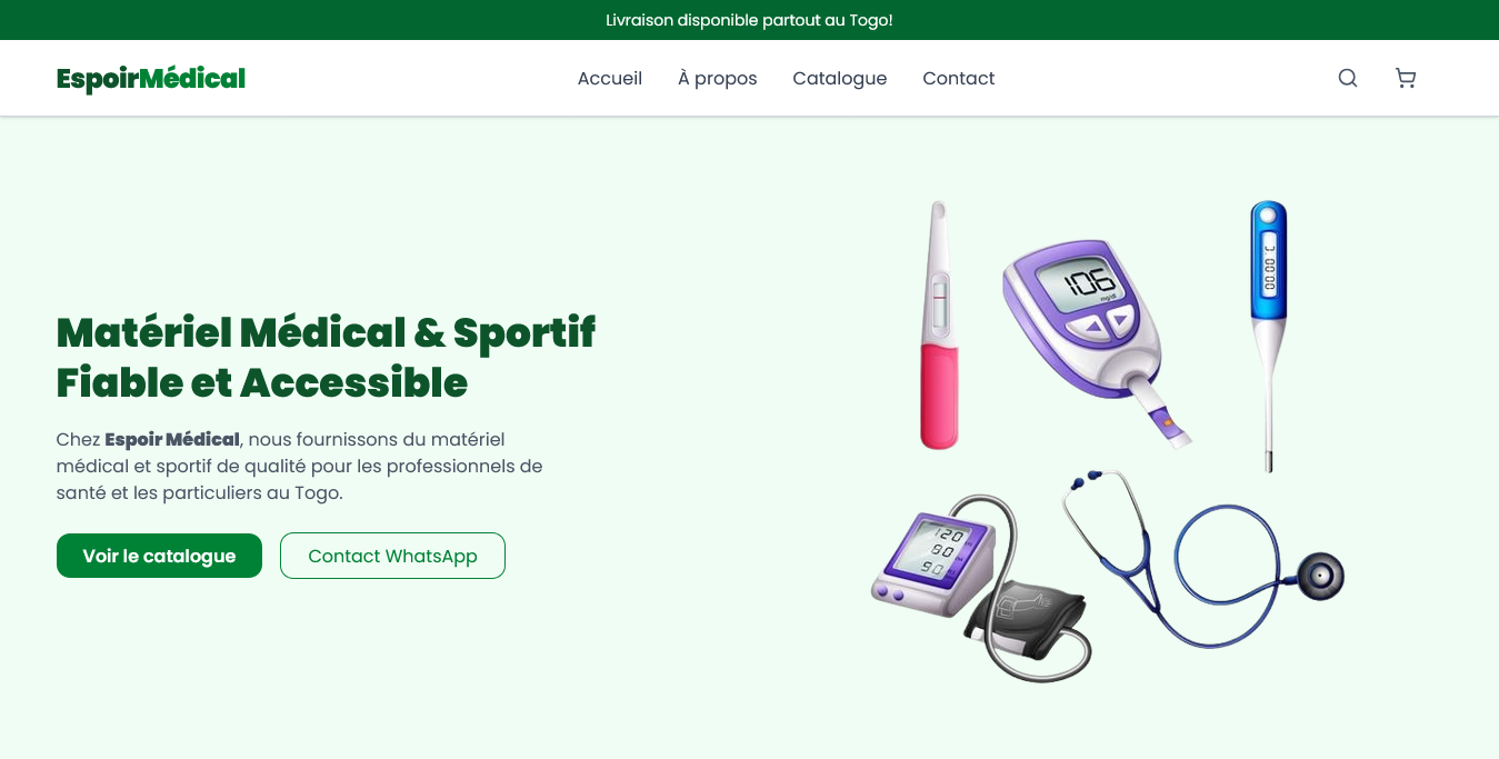 Plateforme e-commerce espoir-medical.com